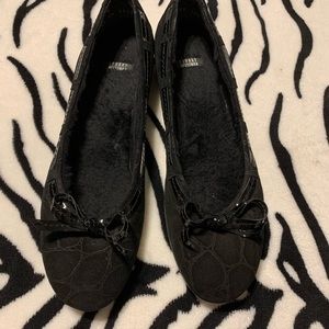 Stuart Weitzman Black, lined suede ballerina flat
